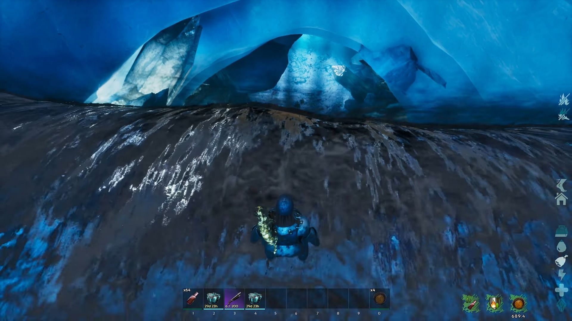 Jump down to get to the boss area (Image via Studio Wildcard || YouTube/Jonna-X)